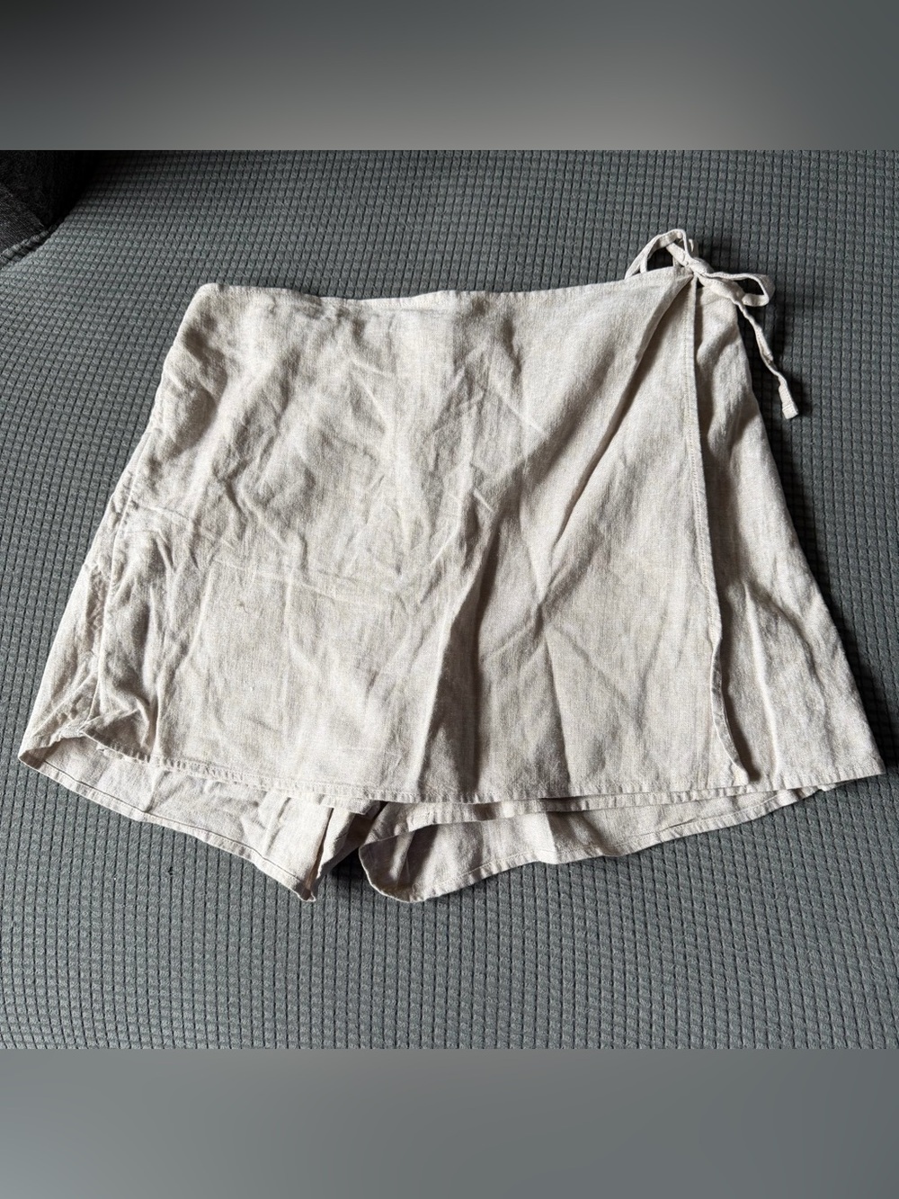 Old Navy Natural Beige Wrap-Front Linen Skort